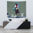 Demon Slayer Anime Tapestry - Tanjiro Holding Sword Wave After Wave Tapestry Home Decor