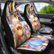 Anime Girl Yellow Hair Seat Covers Universal Fit
