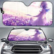 Anime Girl Lavender Flowers Purple Spring K Car Sun Shade Universal Fit