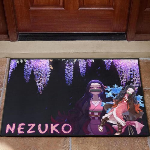 Demon Slayer Anime Door Mat | Pretty Nezuko Kamado Purple Flower Theme Door Mat Home Decor GENZ0601