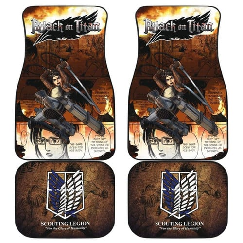 Eren Jeager Attack On Titan Car Floor Mats For Cool Fan Anime Universal Fit