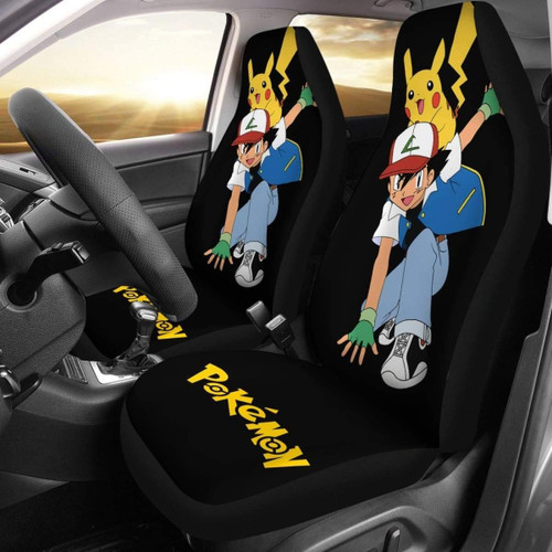 Ask Ketchum & Pikachu Car Seat Cover Pokemon Anime H Universal Fit