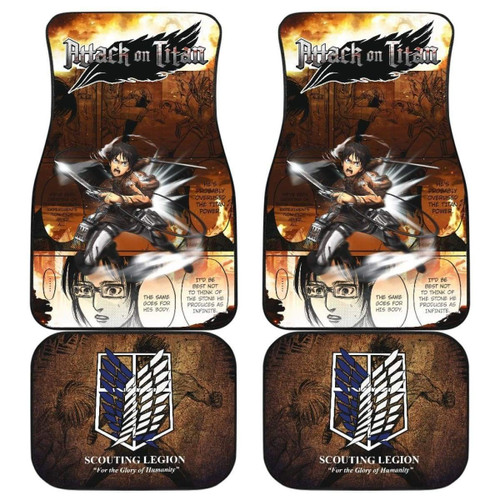 Eren Jeager Attack On Titan Car Floor Mats For Fan Love Anime Universal Fit