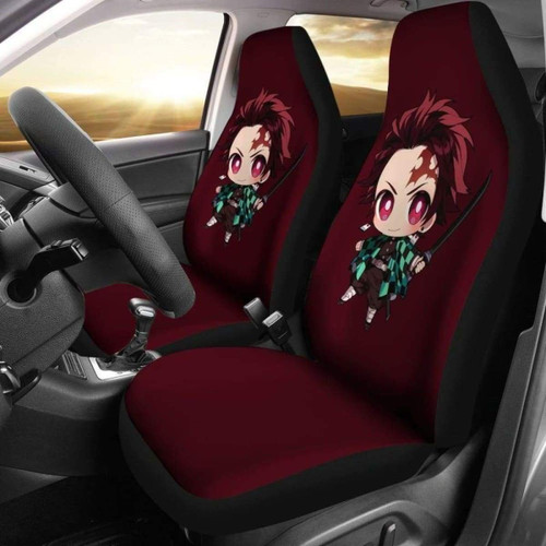 Anime Tanjiro Kamado Car Seat Covers Kimetsu No Yaiba Universal Fit