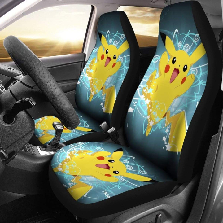 Happy Pikachu Car Seat Covers Pokemon Anime Fan Gift H Universal Fit