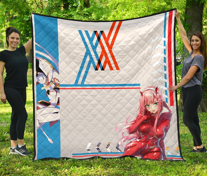Darling In The Franxx Anime Premium Quilt - Sexy Zero Two In Red Suit Artwork Quilt Blanket