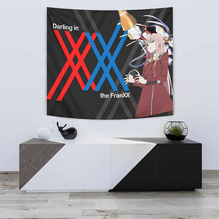 Darling In The Franxx Anime Tapestry | Zero Two Horns With Strelizia Tapestry Home Decor