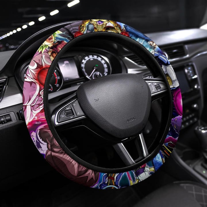 Dragon Ball Anime Steering Wheel Cover | DB Powerful Main Characters Goku Broly Planets Steering Wheel Cover