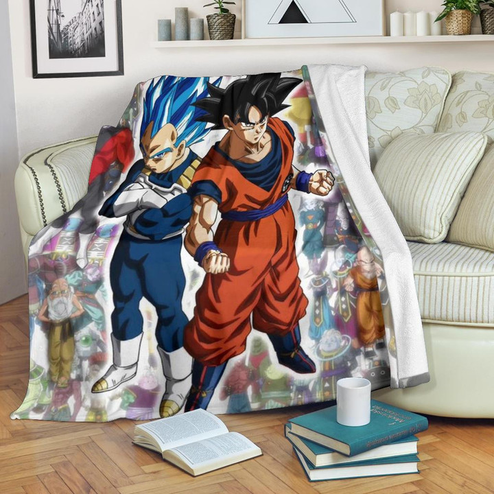 Dragon Ball Anime Fleece Blankets | DB Goku Vegeta All Characters Background Fleece Blanket