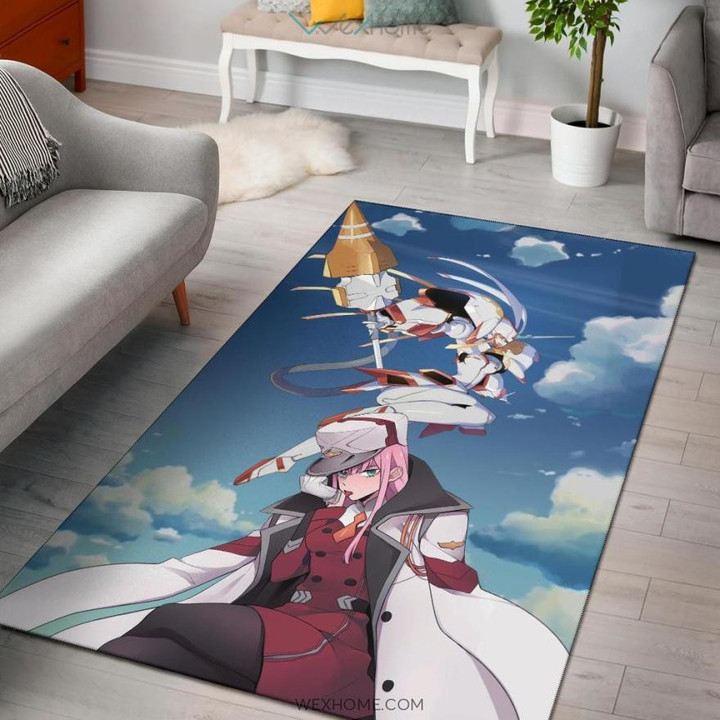 Darling In The Franxx Anime Area Rug | Captain Zero Two With Darling Strelitzia Ready For Fight Rugs Home Decor GENZ2501