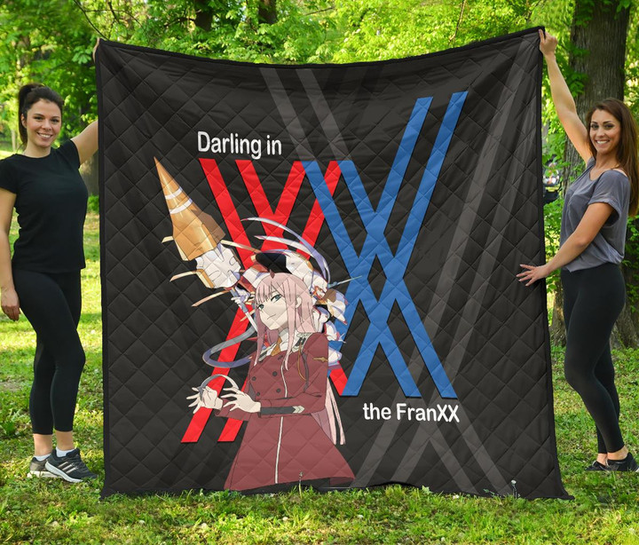 Darling In The Franxx Anime Premium Quilt | Zero Two Horns With Strelizia Quilt Blanket