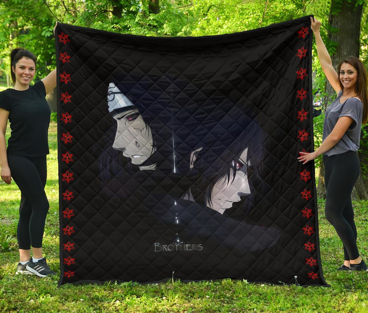 Naruto Anime Premium Quilt - Sasuke With Reincarnation Itachi Hatress Quilt Blanket