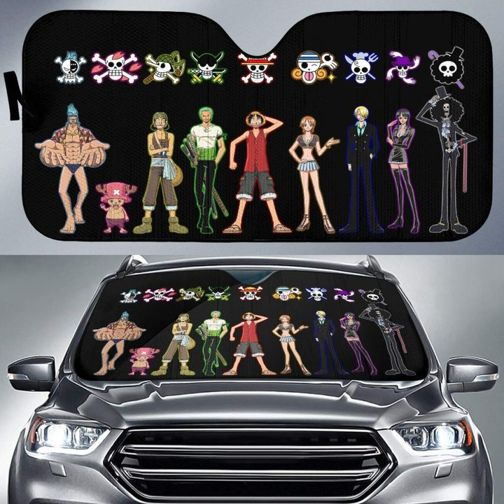 One Piece Team Car Sun Shades Anime Fan Gift H Universal Fit
