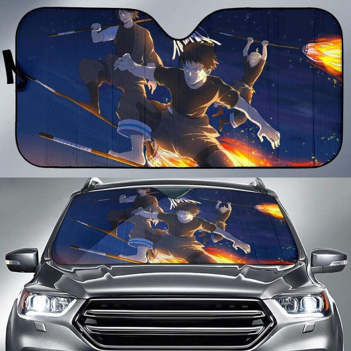 Fire Force Riding Fire Broom Anime Auto Sun Shade Nh Universal Fit