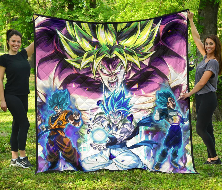 Dragon Ball Anime Premium Quilt | DB Super Saiyan Broly Goku And Vegeta Power Vapor Quilt Blanket GENZ0902