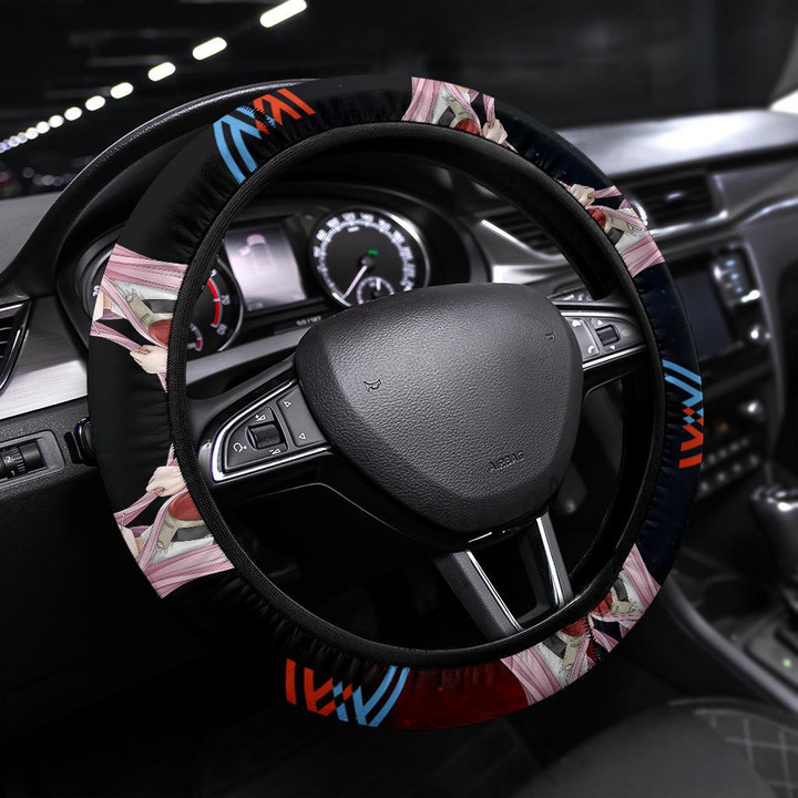 Darling In The Franxx Anime Steering Wheel Cover | Zero Two Cute Eating Candy Universe Steering Wheel Cover