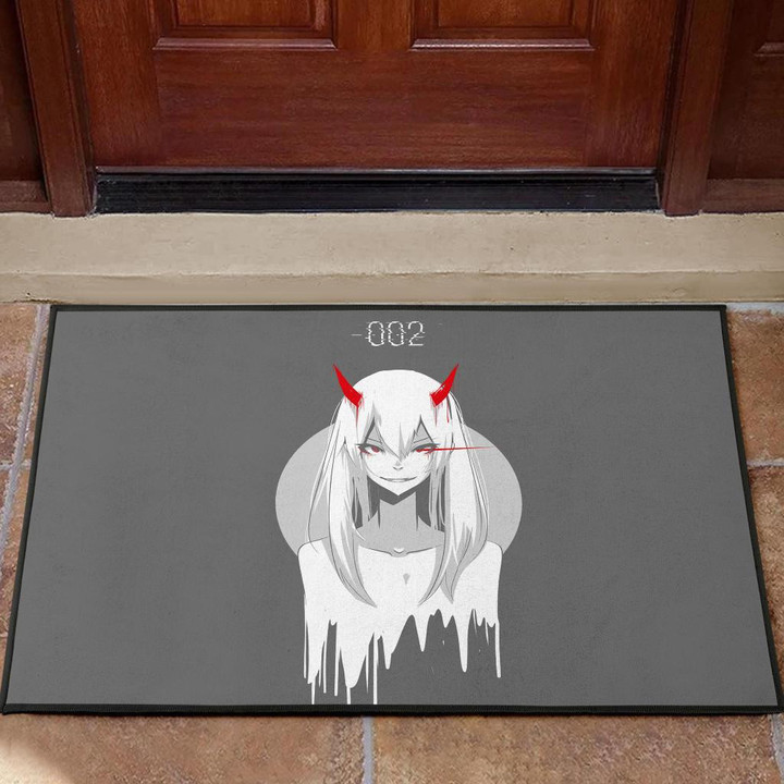 Darling In The Franxx Anime Door Mat - Evil Zero Two Ghost Red And White Artwork Door Mat Home Decor