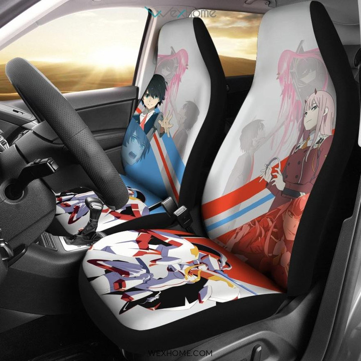 Darling In The Franxx Anime Car Seat Covers | Strelizia Darling Red Zero Two With Blue Hiro Couple Seat Covers