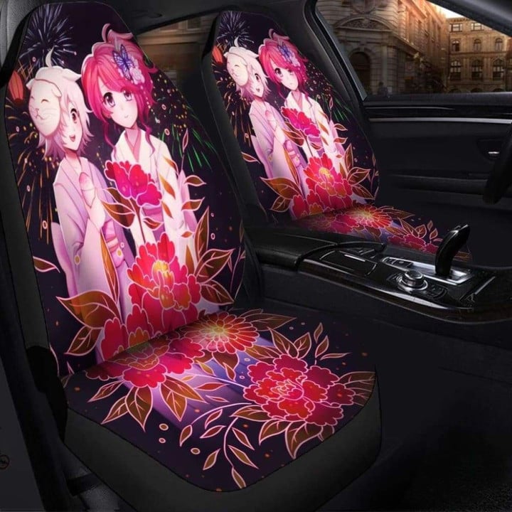 Anime Girl Flower Seat Covers Universal Fit