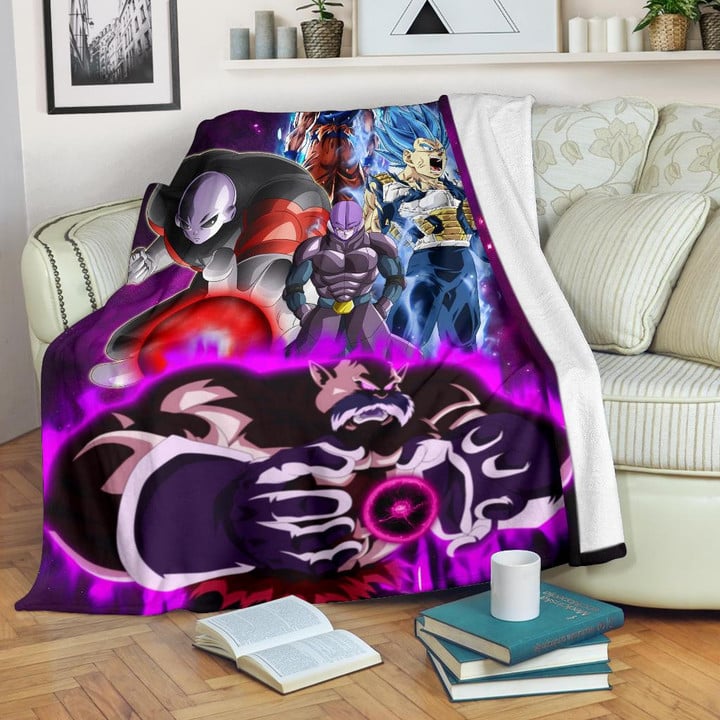 Dragon Ball Anime Fleece Blankets | DB Super Universe Villains Power Purple Galaxy Fleece Blanket