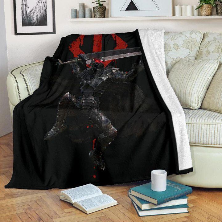 Berserk Anime Fleece Blankets - Guts Full Armor Armadura Sword Fighting Fleece Blanket