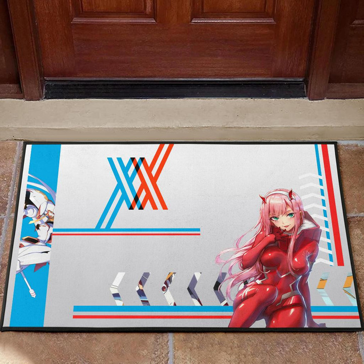 Darling In The Franxx Anime Door Mat | Sexy Zero Two In Red Suit Artwork Door Mat Home Decor