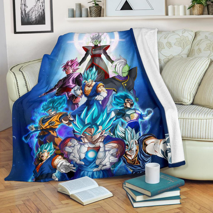 Dragon Ball Anime Fleece Blankets | DB Goku Vs Villains Blue Sky Theme Fleece Blanket GENZ0802