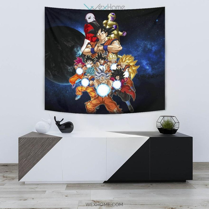 Dragon Ball Anime Tapestry | DB Goku All Forms Vs Golden Frieza And Jiren Tapestry Home Decor GENZ2402