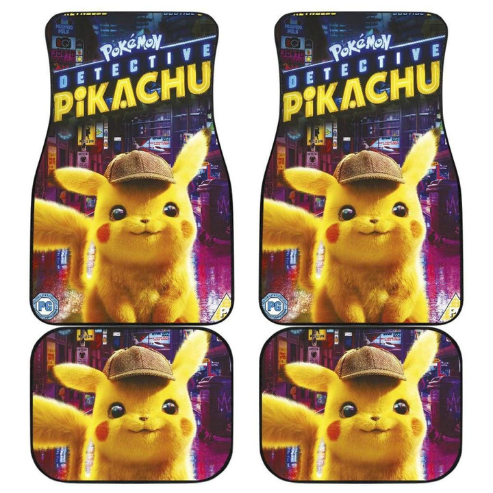 Pikachu Detective Car Floor Mats Pokemon Anime Fan Gift H Universal Fit