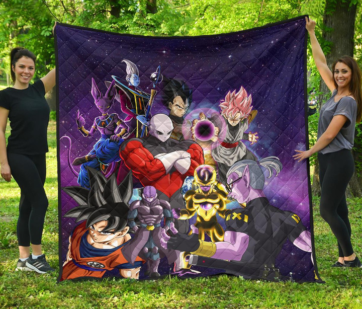Dragon Ball Anime Premium Quilt | DB Goku Vs Villains Purple Galaxy Quilt Blanket GENZ701