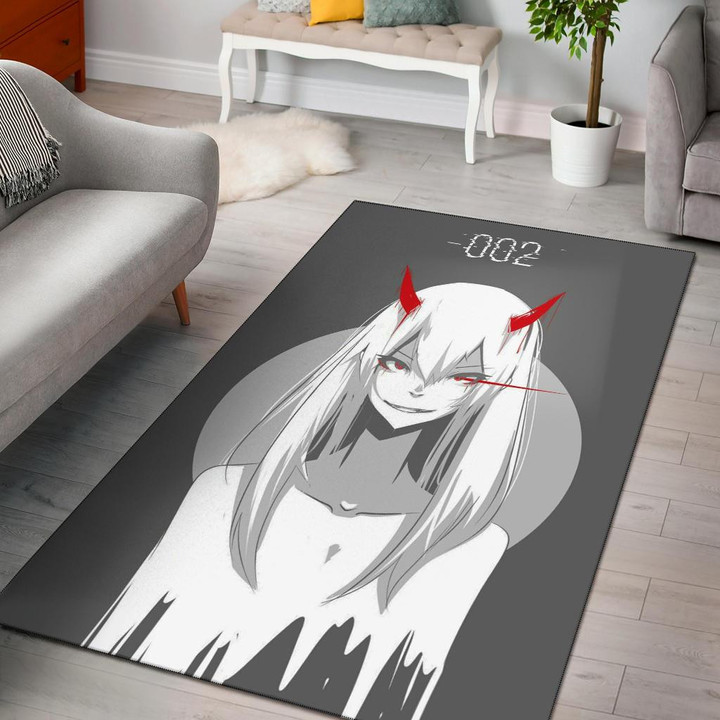 Darling In The Franxx Anime Area Rug - Evil Zero Two Ghost Red And White Artwork Rugs Home Decor