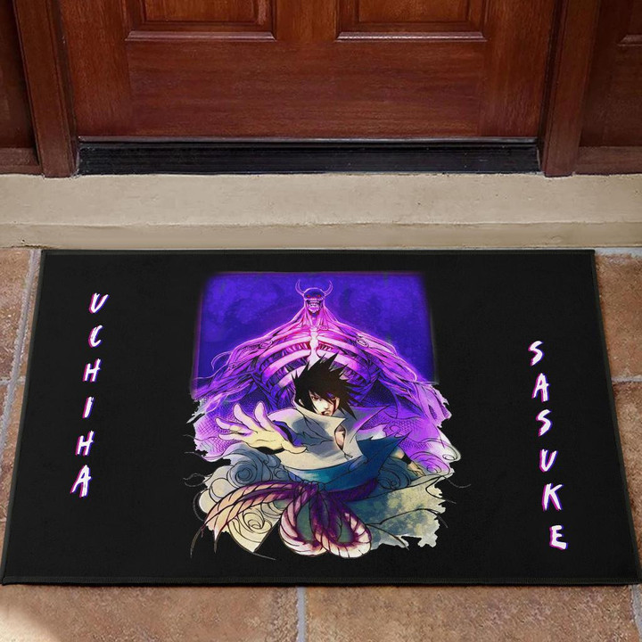 Naruto Anime Door Mat - Uchiha Sasuke Shraingan Power Purple Susano Door Mat Home Decor