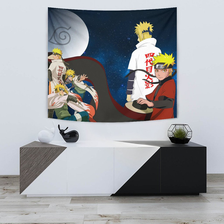 Naruto Anime Tapestry | Naruto Sage Mode And Minato Hokage Galaxy Tapestry Home Decor GENZ3102