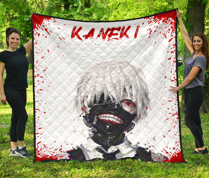 Tokyo Ghoul Anime Premium Quilt - Scary Ken Kaneki Watercolor Drawing Quilt Blanket