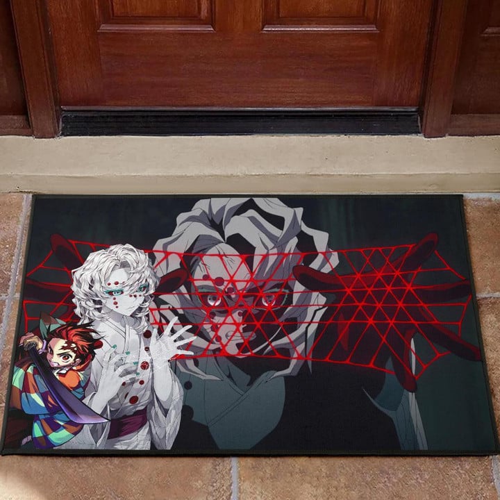 Demon Slayer Anime Door Mat | Rui Spider Demon Web Vs Tanjiro Door Mat Home Decor GENZ0102