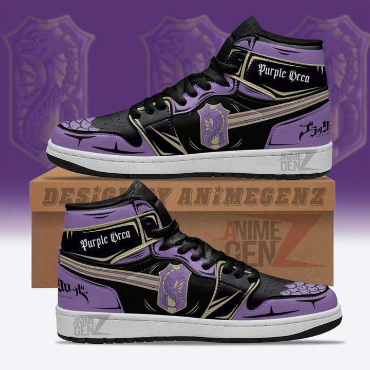 Purple Orca JD Sneakers Black Clover Custom Anime Shoes