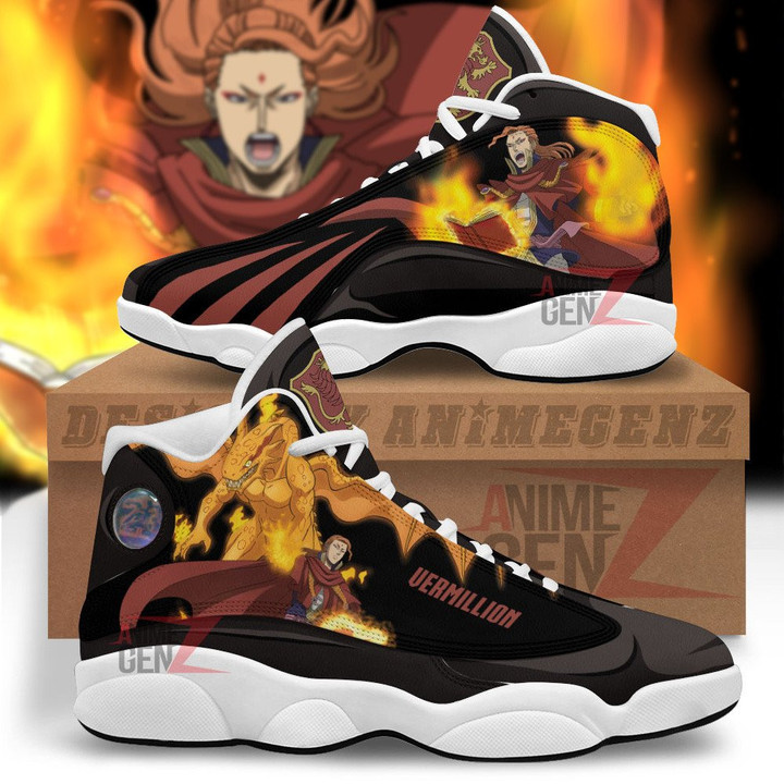 Black Clover Air Jordan 13 Sneakers Fuegoleon Vermillion Black Bull Custom Anime Shoes