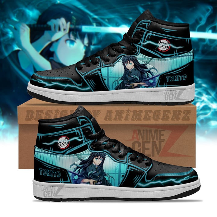 Demon Slayer Tokito JD Sneakers Black Cool Style Custom Anime Shoes