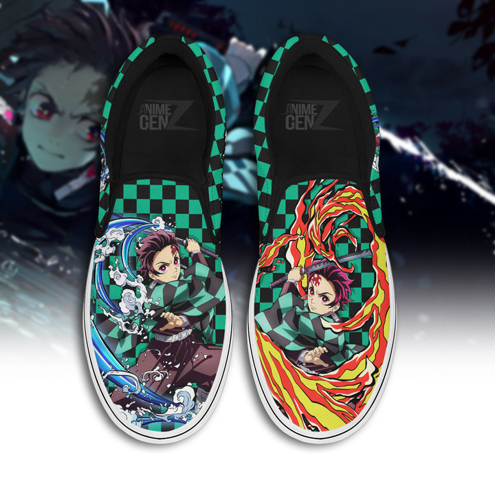 Demon Slayers Tanjiro Slip-on Shoes Custom Anime Sneakers