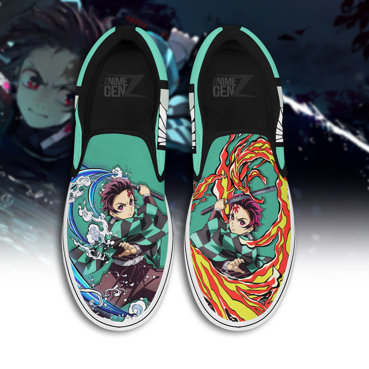 Demon Slayers Tanjiro Slip-on Shoes Custom Anime Sneakers