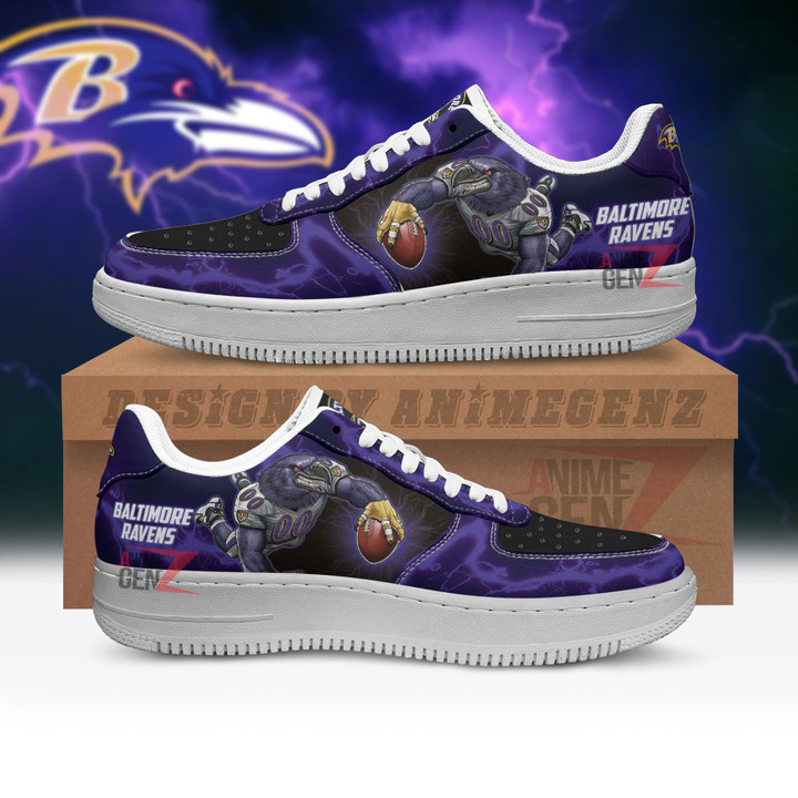 Baltimore Ravens Air Sneakers Mascot Thunder Style Custom NFL Sport Shoes