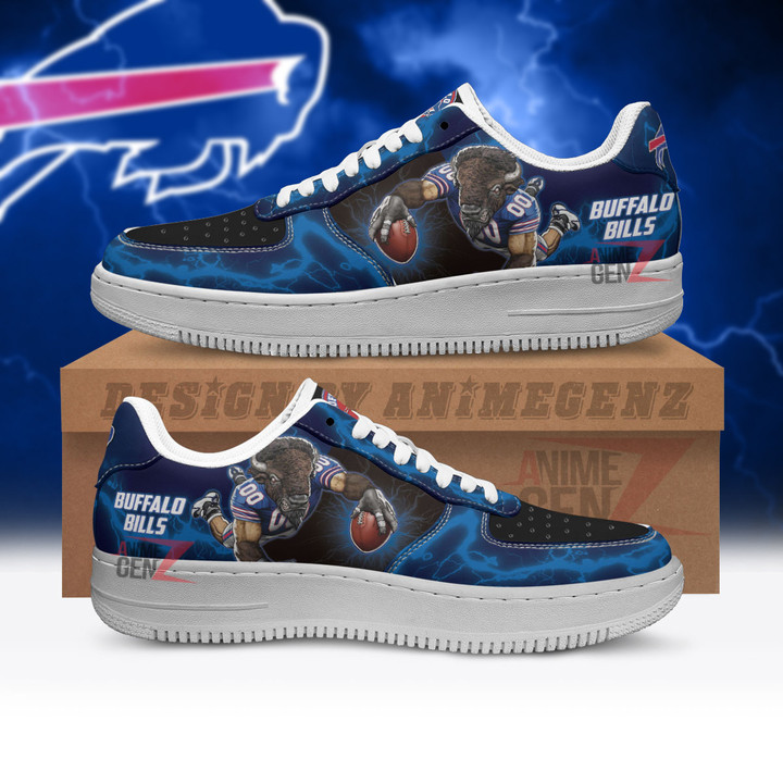 Buffalo Bills Air Sneakers Mascot Thunder Style Custom NFL Sport Shoes