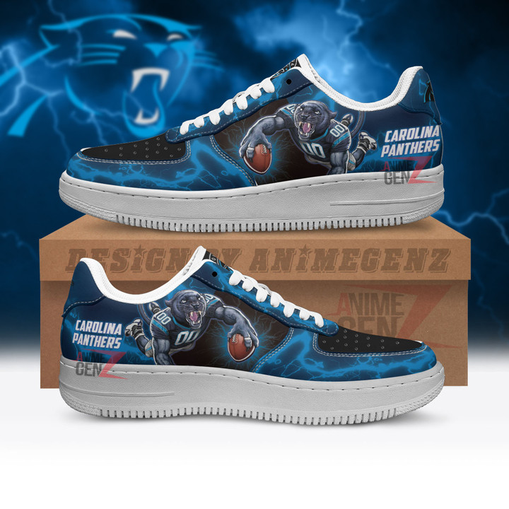 Carolina Panthers Air Sneakers Mascot Thunder Style Custom NFL Sport Shoes