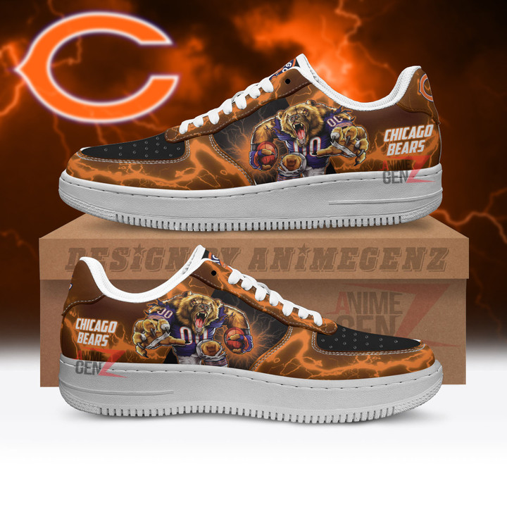Chicago Bears Air Sneakers Mascot Thunder Style Custom NFL Sport Shoes