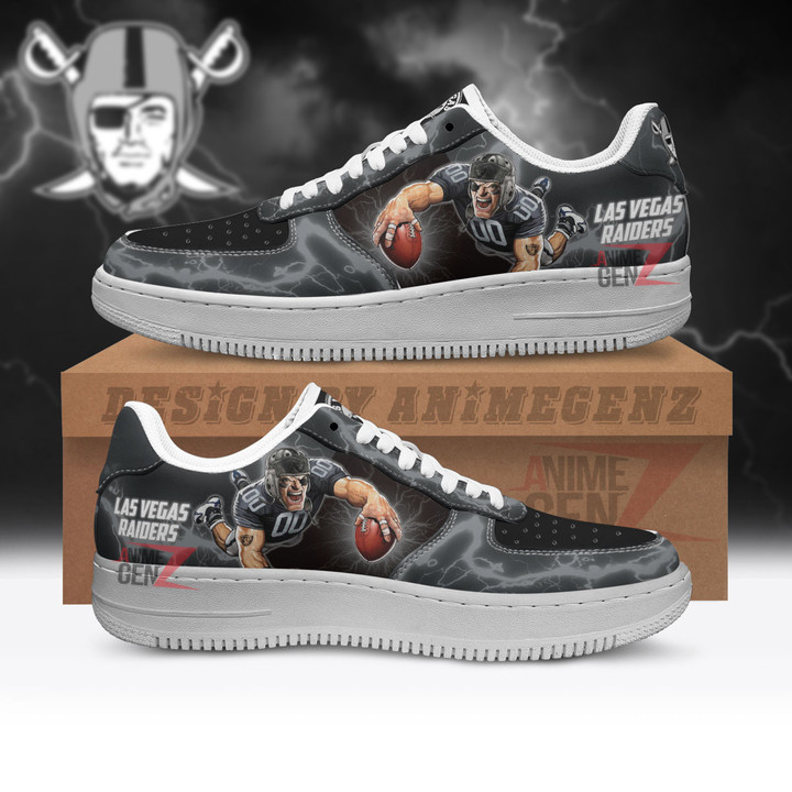 Las Vegas Raiders Air Sneakers Mascot Thunder Style Custom NFL Sport Shoes