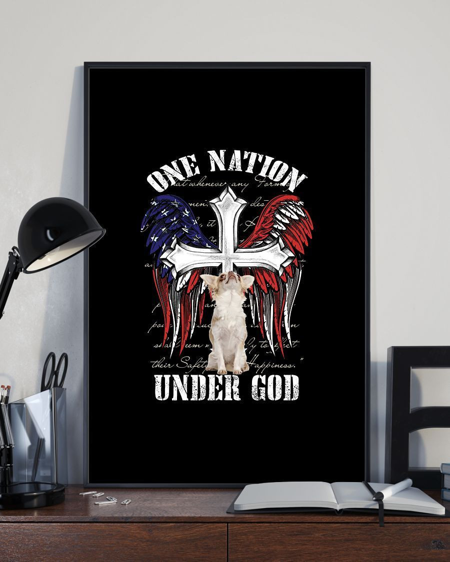 Chihuahua One Nation Under God Dog Mom Canvas | Wall Decor Visual Art | Mother's Day Gift