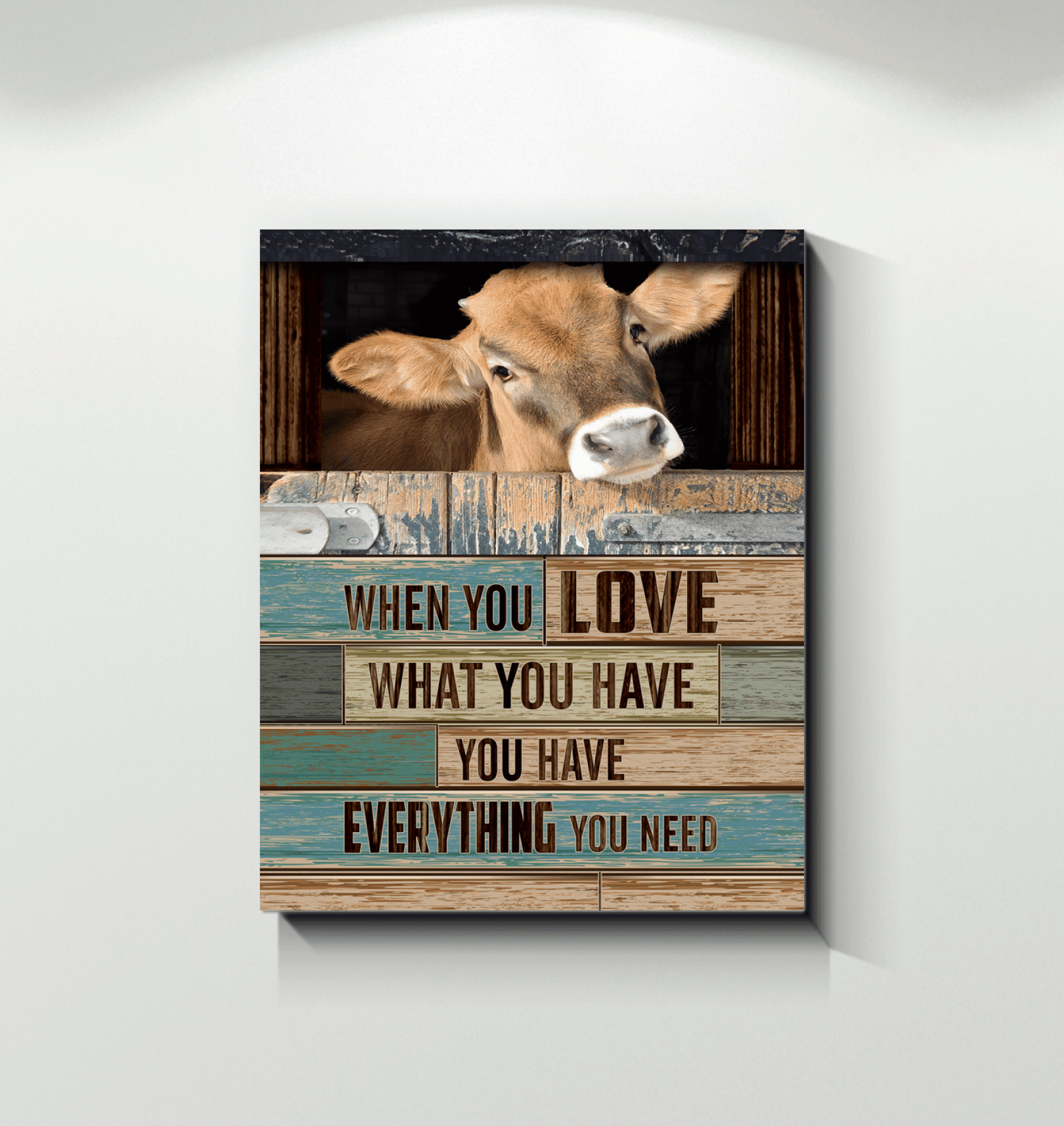 Cow - When You Love What You Have 3D Wood - Canvas Wall Art