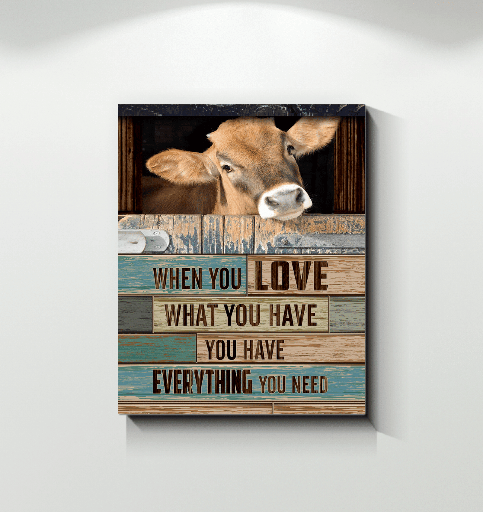 Cow - When You Love What You Have 3D Wood - Canvas Wall Art