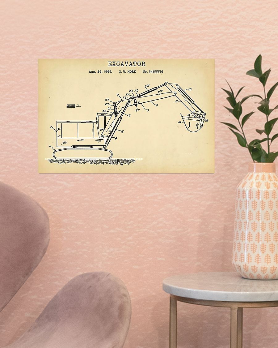 Excavator Patent Horizontal Canvas - Wall Decor Visual Art