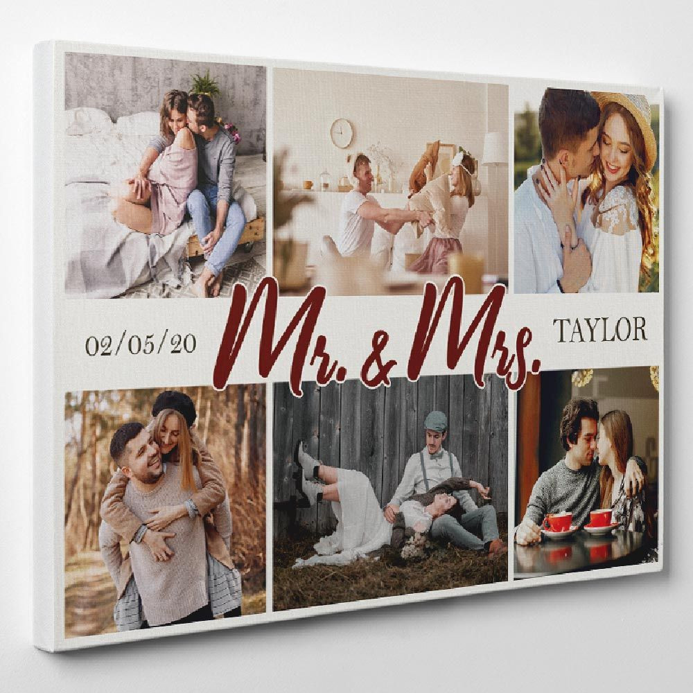 Mr And Mrs Custom Photo Collage Canvas Print